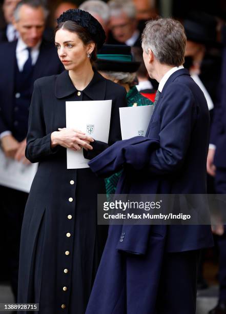 Rose Hanbury, Marchioness of Cholmondeley and David Cholmondeley, 7th Marquess of Cholmondeley attend a Service of Thanksgiving for the life of...