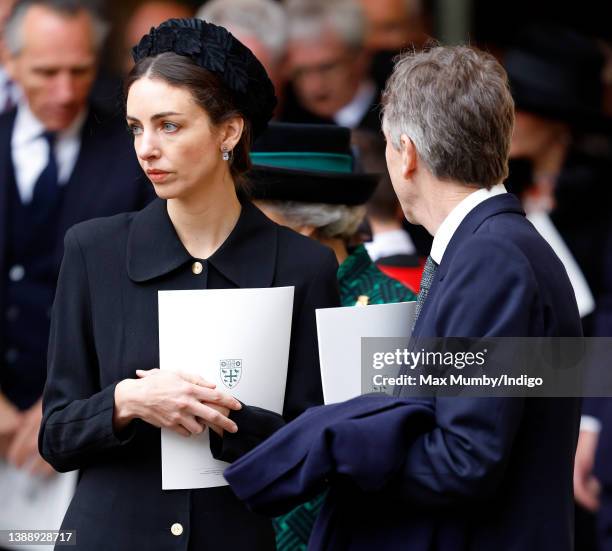 Rose Hanbury, Marchioness of Cholmondeley and David Cholmondeley, 7th Marquess of Cholmondeley attend a Service of Thanksgiving for the life of...