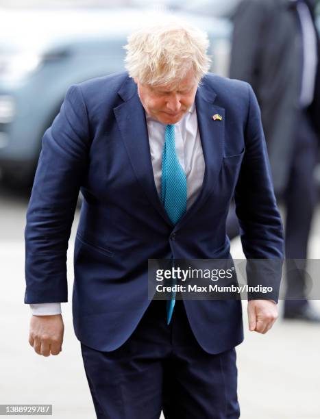 Prime Minister Boris Johnson attends a Service of Thanksgiving for the life of Prince Philip, Duke of Edinburgh at Westminster Abbey on March 29,...