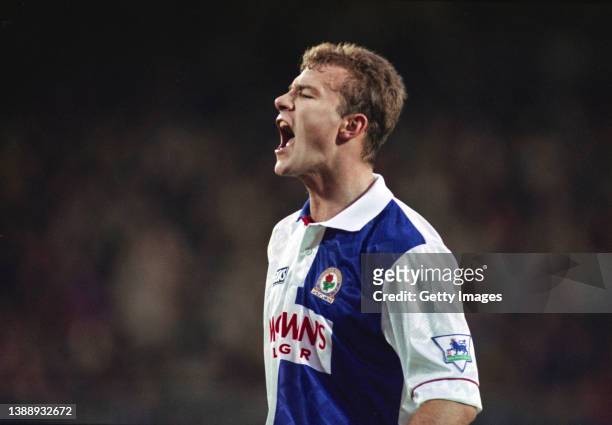 Blackburn Rovers and England striker Alan Shearer shouting during an FA Cup 4th Round match against Charlton Athletic at The Valley on January 29th,...