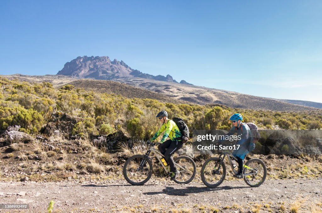 Scenic mountainbiking at Mt. Kilimanjaro, Tanzania.