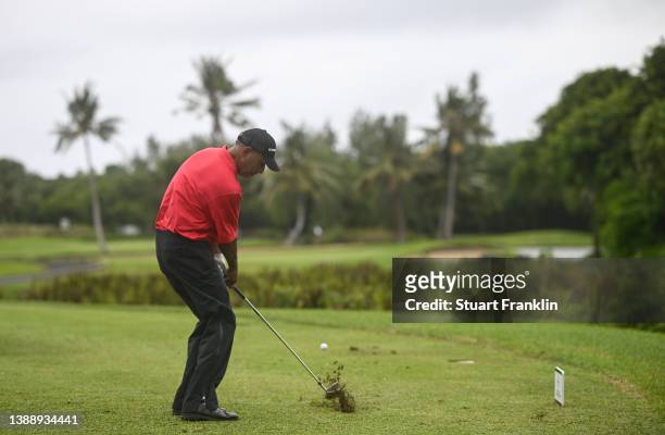 Jeev Milkha Singh of India plays his tee shot on the seventh hole during the first round of the MCB Tour Championship at Constance Belle Mare Plage...