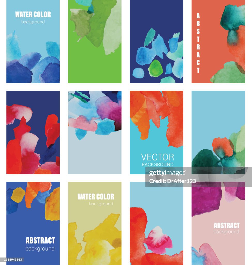Vibrant Set Of Abstract Water Color Backgrounds