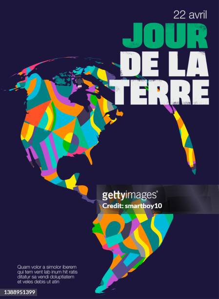 earth day poster in french - earth day stock illustrations