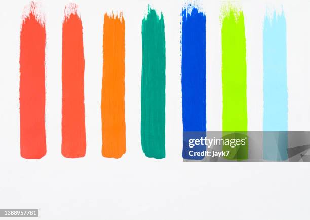 multicolored paint strokes - brush stock-fotos und bilder