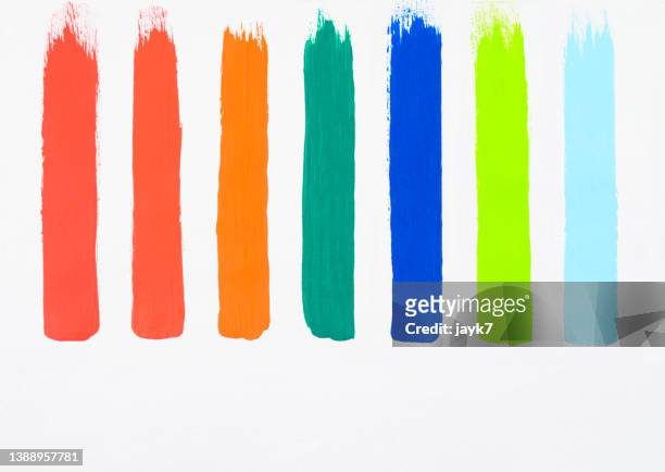 multicolored paint strokes - paint brush photos et images de collection