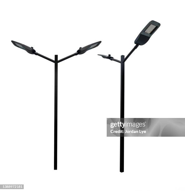 led street lamp with white background - led street light stock pictures, royalty-free photos & images