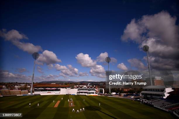 General view of play during Day One of the Pre Season Friendly match between Somerset and Warwickshire at The Cooper Associates County Ground on...