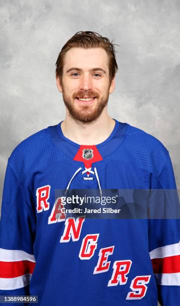 Tyler Motte of the New York Rangers poses for his official headshot for the 2021-2022 season on March 24, 2022 in Tarrytown, New York.