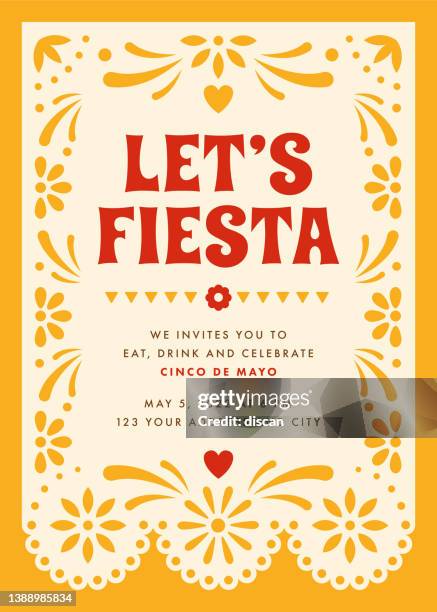 ilustraciones, imágenes clip art, dibujos animados e iconos de stock de fiesta del cinco de mayo. invitación a la fiesta con elementos florales y decorativos. - cultura mexicana