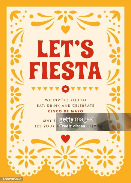 cinco de mayo party. party invitation with floral and decorative elements. - mexican 幅插畫檔、美工圖案、卡通及圖標