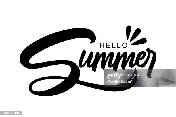 lettering composition of summer vacation on abstract background stock illustration - hello summer text stock illustrations