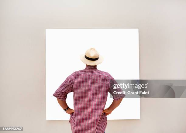 man looking at b lank canvas - vancouver art gallery stock pictures, royalty-free photos & images