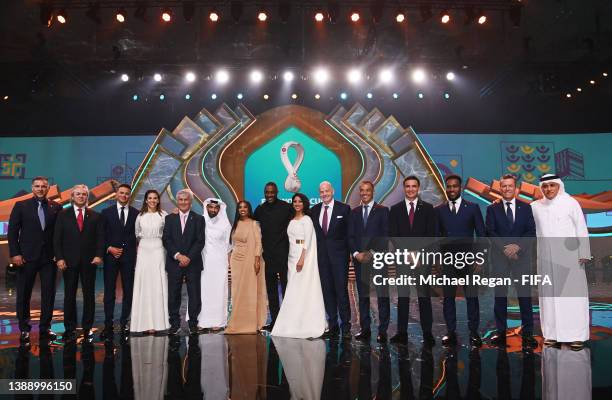 Hosts Ali Daei, Rabah Madjer, Jermaine Jenas, Carli Lloyd, Bora Milutinovic, Hassan Al Thawadi, Secretary General of the Supreme Committee for...