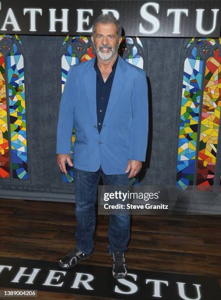 Mel Gibson poses at the Columbia Pictures' "Father Stu" Photo Call at The London West Hollywood at Beverly Hills on April 01, 2022 in West Hollywood,...