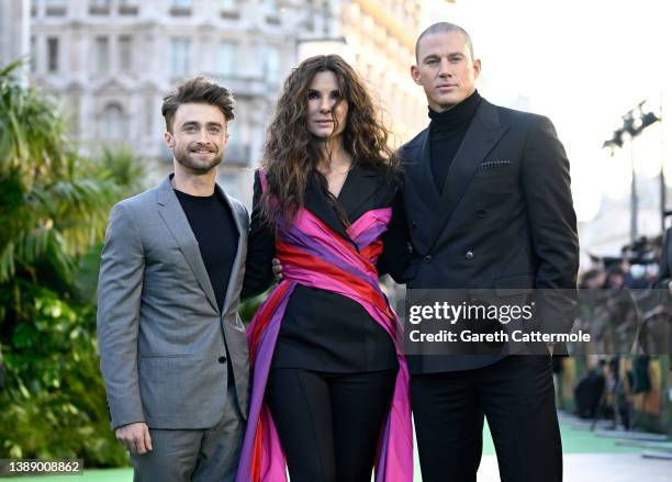 Daniel Radcliffe, Sandra Bullock and Channing Tatum attend the UK Special Screening of "The Lost City" at Cineworld Leicester Square on March 31,...