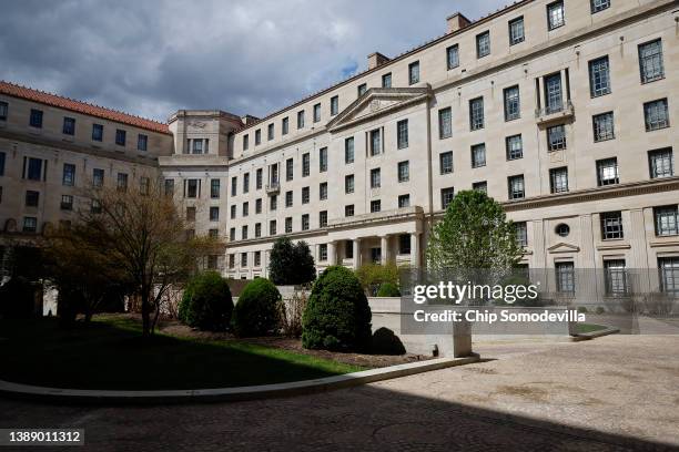 The courtyard of the Robert F. Kennedy Department of Justice building on April 01, 2022 in Washington, DC. U.S. Attorney General Merrick Garland...