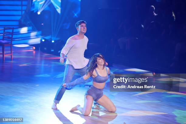 Mike Singer and Christina Luft perform on stage during the 6th show of the 15th season of the television competition show "Let's Dance" at MMC...