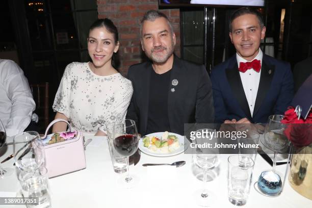 Alida Boer, Edmundo Castillo and Gabriel Rivera-Barraza attend Mercado Global's Signature Fashion Forward Gala at The Bowery Hotel on March 31, 2022...
