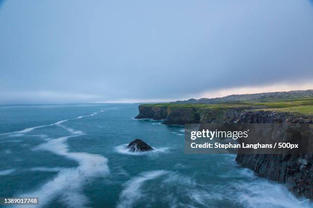 long exposure picture of rough coastline in anarstapi - 半島 ストックフォトと画像