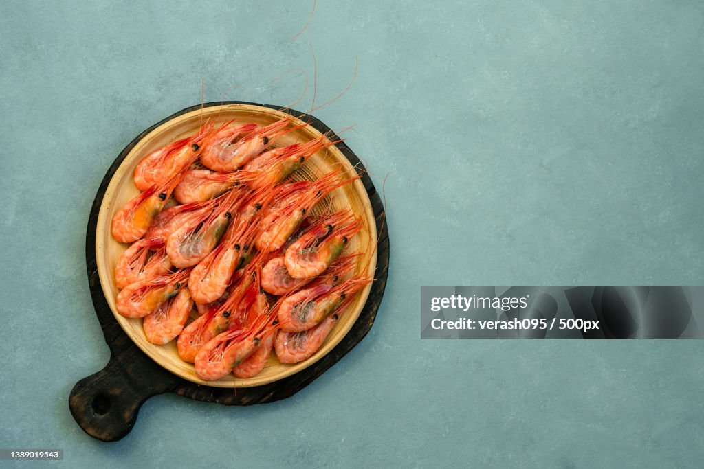 Shrimps on a white plate,Against the background