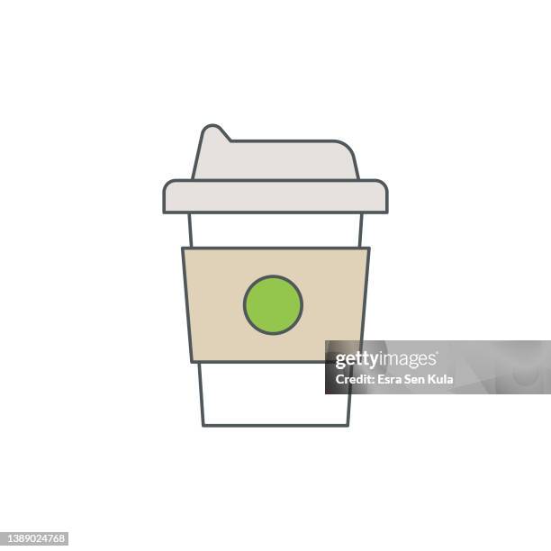 take away coffee cup line icon with editable stroke and pixel perfect. - coffee take away cup simple stock illustrations