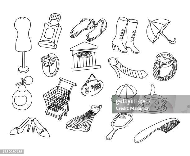 shopping doodles set - small store stock illustrations
