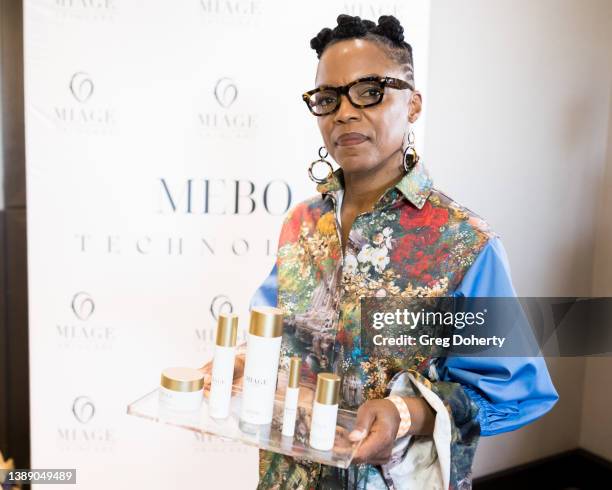 Nnenna Freelon attends the official gift lounge presented by Míage Skincare during the 64th annual GRAMMY Awards at Topgolf Las Vegas on April 01,...