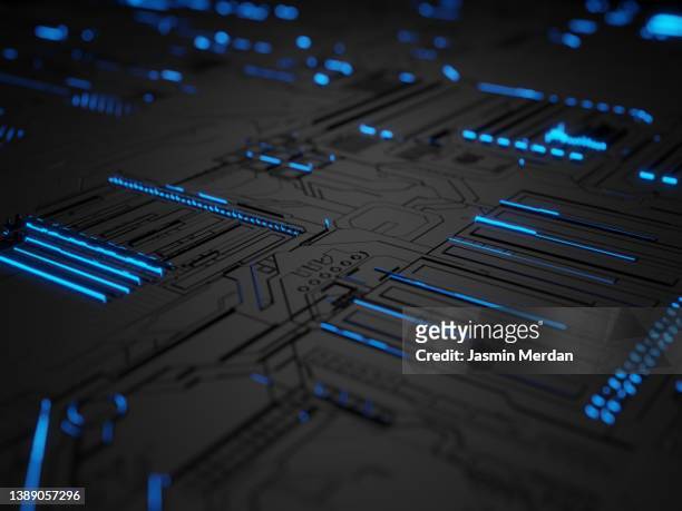 circuit board - blue - computer, data, technology, artificial intelligence - hd backgrounds stock-fotos und bilder