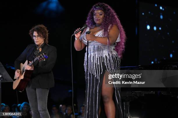Yola performs onstage during MusiCares Person of the Year honoring Joni Mitchell at MGM Grand Marquee Ballroom on April 01, 2022 in Las Vegas, Nevada.