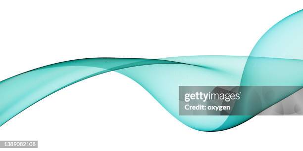 abstract wave swirl aqua green magical transparent ribbon lines on white background. energy streams - green wave pattern stock pictures, royalty-free photos & images