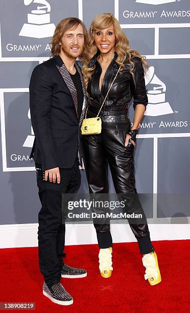 David Guetta and Cathy Guetta arrive at the 54th Annual GRAMMY Awards held at the Staples Center on February 12, 2012 in Los Angeles, California.