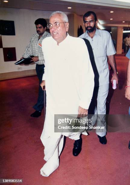 Om Prakash Chautala Chief Minister of Haryana from Indian National Lok Dal on way to attend a meeting in New Delhi on June 22, 2001.