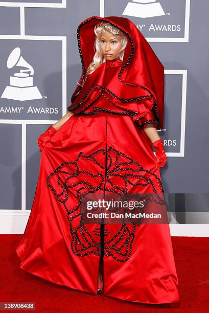 Singer Nicki Minaj arrives at the 54th Annual GRAMMY Awards held at the Staples Center on February 12, 2012 in Los Angeles, California.