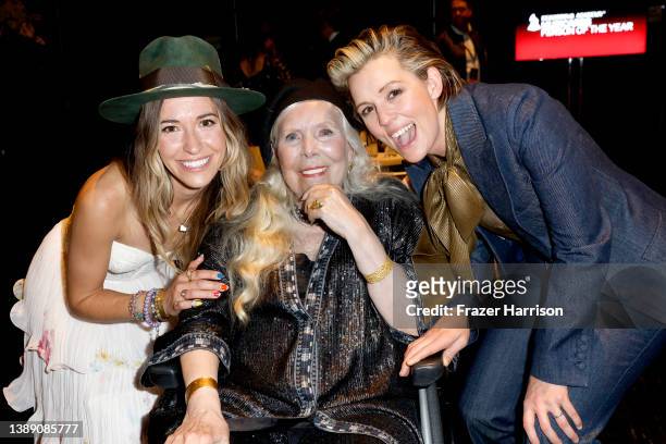Lauren Daigle, honoree Joni Mitchell, and Brandi Carlile attend MusiCares Person of the Year honoring Joni Mitchell at MGM Grand Marquee Ballroom on...