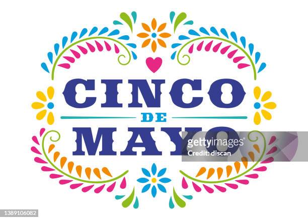 cinco de mayo - may 5, federal holiday in mexico. - mexican flower pattern stock illustrations