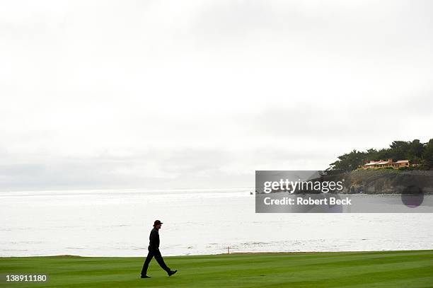 Pebble Beach National Pro-Am: Phil Mickelson walking on fairway during Saturday play at Spyglass Hill GC. Pebble Beach, CA 2/11/2012 CREDIT: Robert...