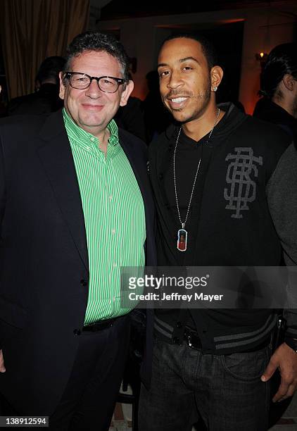 Lucian Grainge and Ludacris attend the Universal Music Group 54th Grammy Awards Viewing Reception hosted by Lucian Grainge at private residence on...