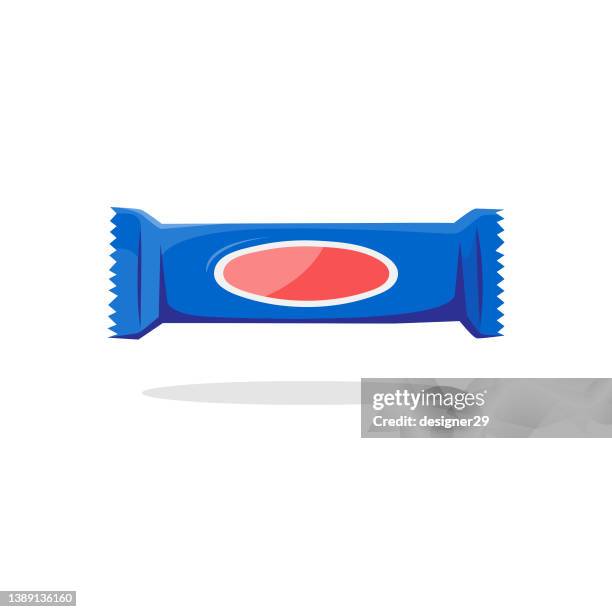 chocolate bar icon flat design. - protein bar stock illustrations