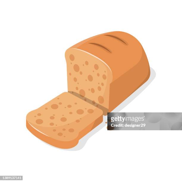 bildbanksillustrationer, clip art samt tecknat material och ikoner med slice of bread icon flat design. - loaf of bread
