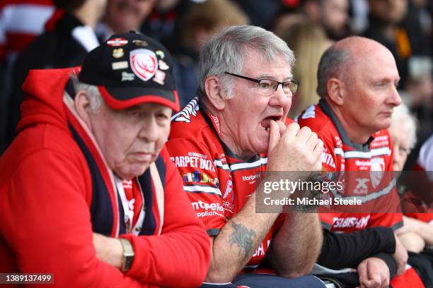 Gloucester fans in The Shed prior to kick off during the Gallagher Premiership Rugby match between Gloucester Rugby and Wasps at Kingsholm Stadium on...