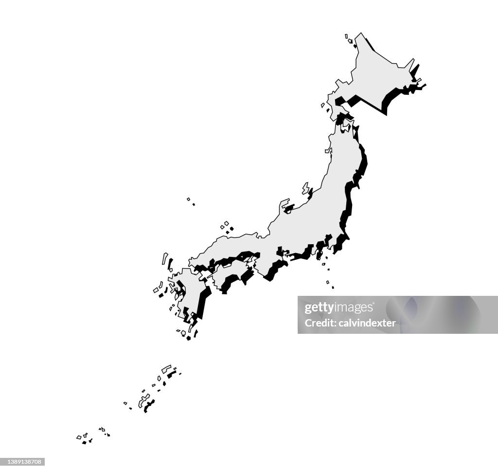 Map of Japan editable strokes