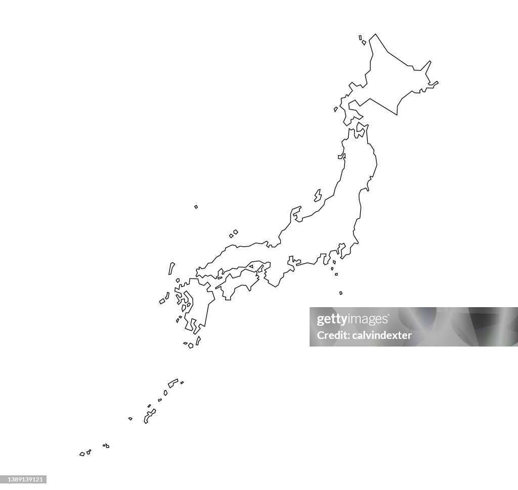 Map of Japan editable strokes