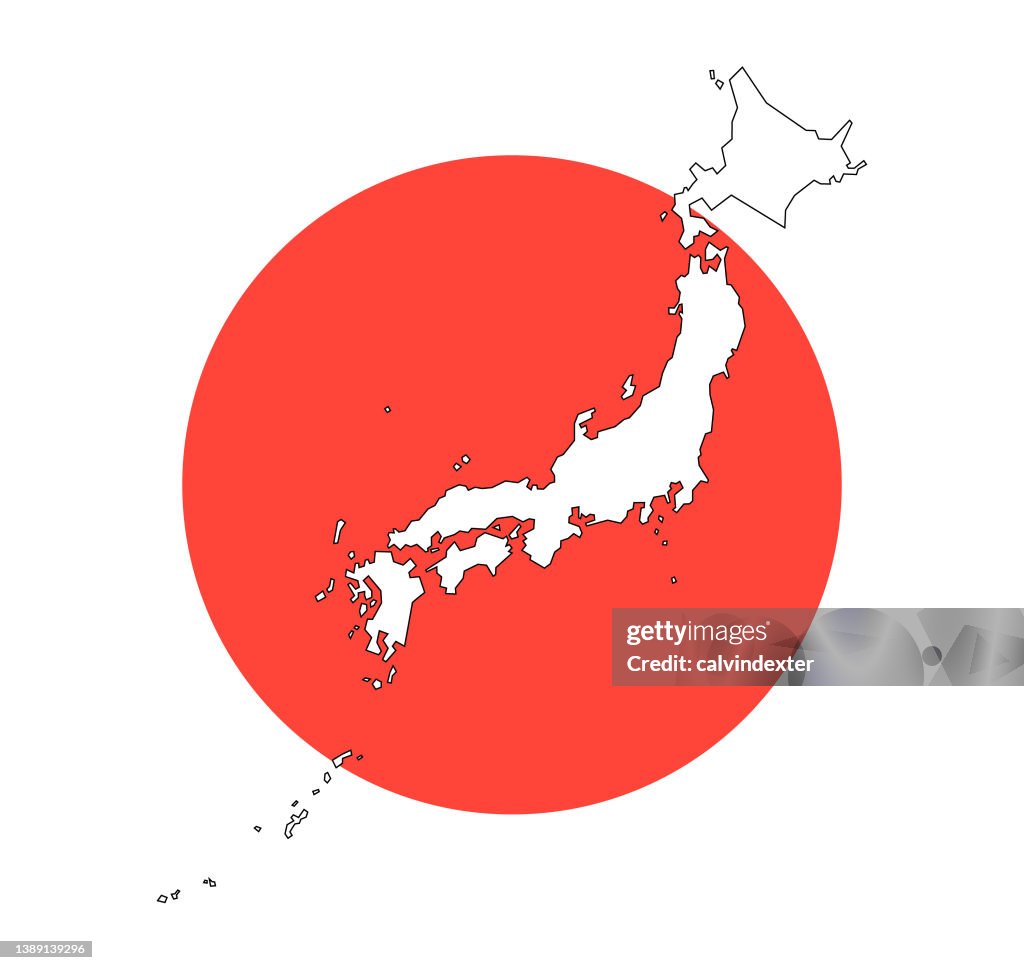 Map of Japan editable strokes