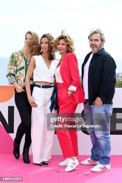 Solène Hébert, Jennifer Lauret, Ingrid Chauvin and Arnaud Henriet attend the "Demain Nous Appartient" photocall during the 5th Canneseries Festival...