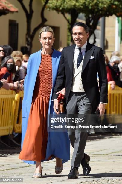 Marta Ortega and Carlos Torreta at the wedding of Isabelle Junot and Alvaro Falco, on April 2 in Plasencia, Spain.