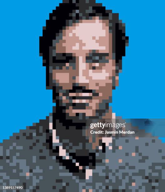 pixel art man portrait - pixelated portrait stock pictures, royalty-free photos & images