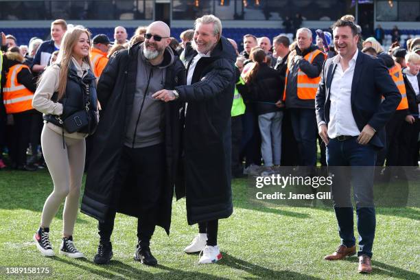 Robbie Savage, owner of Macclesfield FC, reacts after the North West Counties Football League match between Macclesfield FC and AFC Liverpool at...