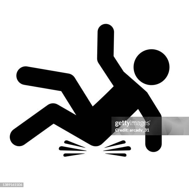 slip and fall accident vector pictogram - injury icon stock illustrations