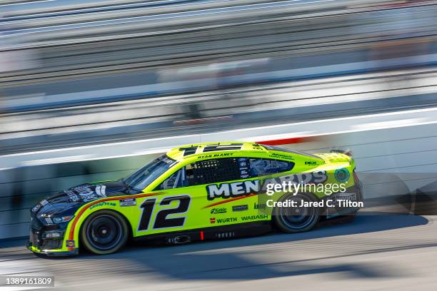 Ryan Blaney, driver of the Menards/Richmond Water Heaters Ford, drives during practice for the NASCAR Cup Series Toyota Owners 400 at Richmond...